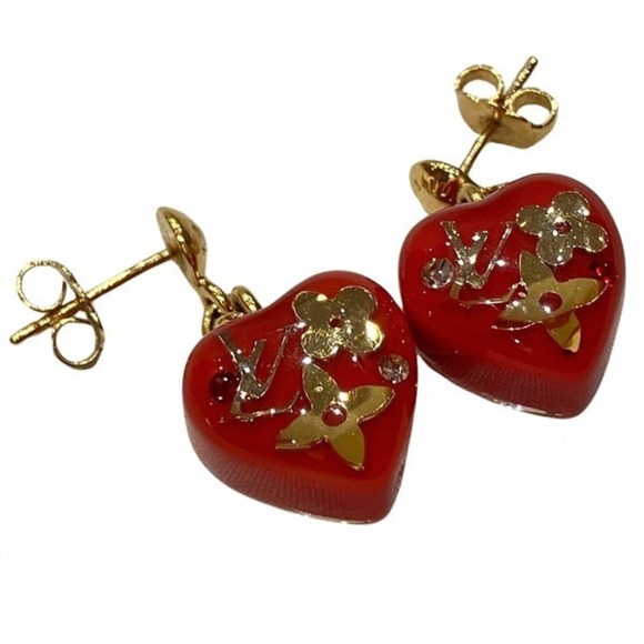 Louis Vuitton Heart Stud Earrings Metal Earrings M66082 in Good condition - Picture 6 of 9